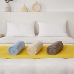 Longhui bedding Medium Grey 100% Cotton Lightweight Cable Knit Throw Blanket for Couch Sofa Bed Home Décor, Bonus Laundering Bag, Gray Color 60“ x 80” Machine Washable
