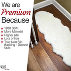 Walk on Me White Double Pelt Faux Fur Sheepskin Rug: Ultra Soft, Super Thick, Fluffy 2x6 Feet, Living Room, Bedroom, Office, Synthetic, Latex, Non-Slip
