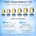 Smart Ring Health & Fitness Tracker for Men & Women – Sleep, Heart Rate, SpO₂, HRV & Stress Tracking – BP & Women Health Support, 180+ Sport Modes, IP68 Waterproof, No Subscription Fee (Gold, 7)