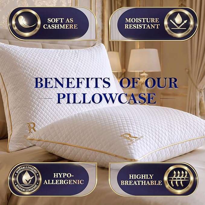 Royal Therapy Queen Memory Foam Pillow, Adjustable Shredded Odor-Free Pillow for Neck & Shoulder Pain Relief, Support for Back, Stomach, Side Sleepers, CertiPUR-US