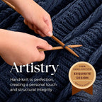 Boho Knitted Chenille Blanket with Tassels - Lightweight & Soft All-Season Throw - 3D Classic Pattern for Living Room Bedroom Couch, Royal Blue, Twin 60"x80"