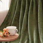 Exclusivo Mezcla Fleece Olive Green Throw Blanket for Couch, Sofa, Super Soft and Warm Blankets, All Season, Cozy, Plush, Lightweight, 50x60 Inches