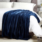 DREAMNINE Pack of 10 Fuzzy Soft Fleece Throw Blanket for Couch Sofa 50" x 60", Decorative Solid Lightweight Velvet Blankets for Chair, Cozy Accent Shaggy Micro Flannel Blanket for Bedroom, Navy Blue
