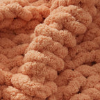 WESHIONGOO Chunky Knit Blanket Throw Knitted Throw Blankets for Couch Bed Fluffy Soft Blanket with Jumbo Chenille Yarn Thick 100% Handmade(Peach Fuzz, 51"×63")