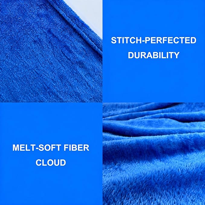 Fleece Blanket Full/Queen - 80x90 Inch Lightweight & Buttery-Soft Throw for Bed, Sofa, Camping | 300GSM Cloud-Touch Microfiber | Cozy Essentials for Travel & Movie Nights, (Blue)