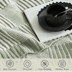 Amélie Home Knit Throw Blanket, Soft Chenille Cozy Breathable Pineapple Chunky Decorative Blanket for Couch, Bed & Sofa, French-Inspired Lightweight Warm Gift for Women, Sage Green, 50"x60"