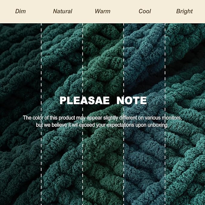 Battilo Christmas Green Throw Blanket for Couch, Chunky Knit Throw Blanket, Super Soft Warm Cozy Chenille Throw Blanket for Bed, Sofa, Living Room, Christmas Decor, 50"x60"