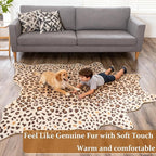 Leopard Rug, Cheetah Print Area Rug 4.6x5.2 Feet Faux Animal Print Skin Carpet for Living Room Bedroom Home Decor