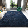 Navy Blue Area Rug 8x10 Large Rugs for Living Room Bedroom, Fluffy Soft Rug Modern Carpets for Kids Room, Non-Skid Rectangular Indoor Rug for Girls Boys Playroom Nursery Room Home Decor