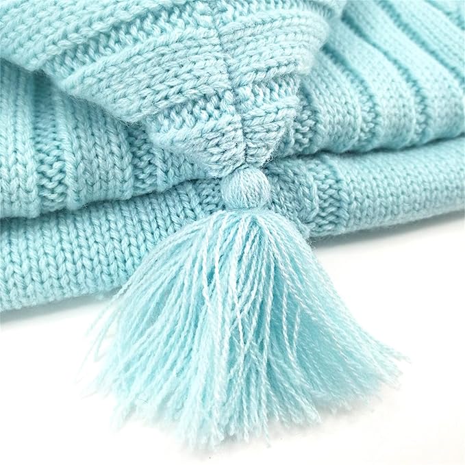 XMWEALTHY Newborn Baby Wrap Swaddle Blanket Knit Sleeping Bag Receiving Blankets Stroller Wrap for Baby Sky Blue 0-6 Month
