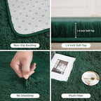 Litanika 8x10 Shag Area Rug for Living Room Bedroom, Emerald Dark Green High Pile Ultra Soft Plush Shaggy Furry Bedside Playroom Dorm Carpet, Non-Slip, Non-Shedding Modern Indoor Floor Rug