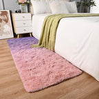 Purple Pink Area Rugs for Bedroom Living Room, 2x6 Feet Fluffy Bedside Rugs, Cute Carpet Rug for Kids Room Nursery, Furry Gradient Rugs for Girls Boys Dorm Room Home Decor