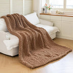 Chunky Knit Blanket - Luxury Soft Cozy 60 * 80 Throw Blanket,100% Woven Blanket Rope Knot Throw Blanket for Couch, Sofa, Home Decor, Gift - Machine Washable (Brown, 60 * 80)