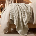 PHF Ultra Soft Waffle Weave Blanket Twin Size 66"x 90"- Washed Lightweight Breathable Cozy Woven Blanket for Bed - Aesthetic Decor for Couch Bedding Sofa Home Car - Light Khaki/Linen