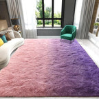 Purple Pink Area Rugs 5x8 Feet Rug for Bedroom Living Room, Cute Indoor Gradient Carpets, Plush Soft Rug for Kids Room, Fluffy Rugs for Girls Boys Nursery Room Home Decor