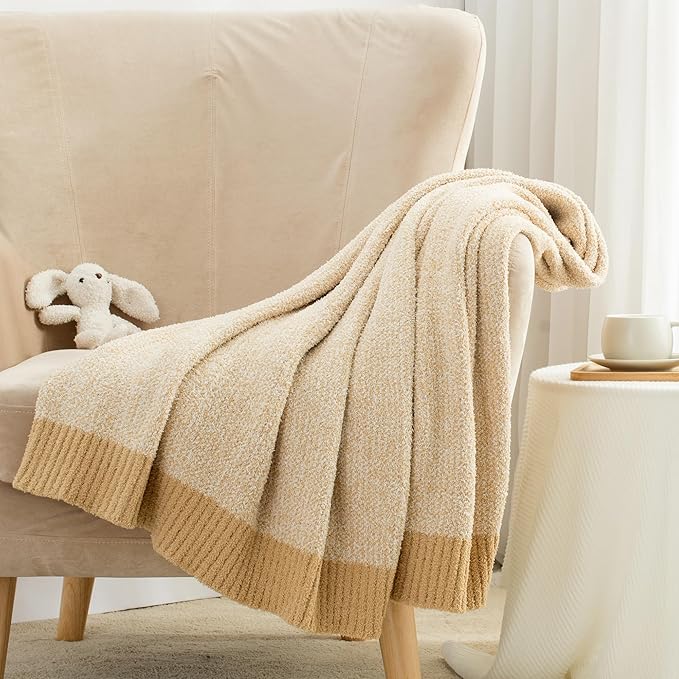 Carriediosa Heather Throw Blanket 60" X 80" Twin, 400GSM Ultra Soft Microfiber Fuzzy Fluffy Reversible Knitted Blankets Cozy Plush Lightweight and Warm Fall Throws for Couch, Bed, Sofa, Yolk Yellow