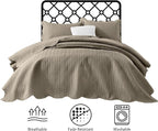 IR Imperial Rooms Queen Quilt Bedding Set (90" x 96") - Bulk Pack of 10 Wholesale for Hotels, Guest Bedroom & Airbnbs - Lightweight Microfiber Reversible Embossed Quilts Bedspreads (Beige)