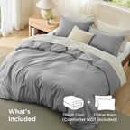 Bedsure Duvet Cover Oversized King Size - Soft Double Brushed Bedding Set for Kids & Adults, Zipper Closure, 3 Pieces, Includes 1 Duvet Cover (120"x98") & 2 Pillow Shams, NO Comforter, Grey