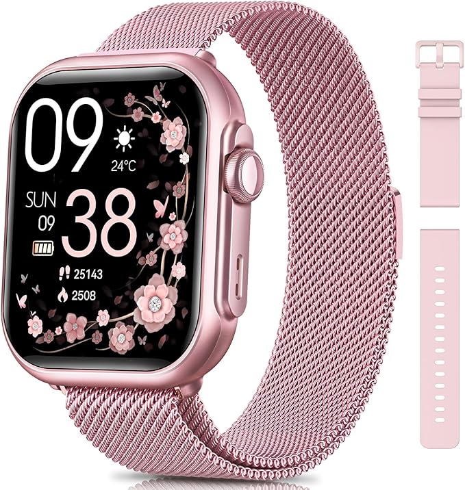 Smart Watch for Women Men Fitness: Smartwatch for iPhone Android with SpO2 Blood Oxygen/Heart Rate Monitor, Sleep Tracking, Bluetooth Calls , 120+ Sports Modes, IP68, 2 Bands 30-Day Battery Life