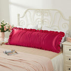 Wine Red Satin Pillowcases Body Pillow for Hair and Skin,Wine Red Body Pillow Silk Pillowcase with Envelope Closure Princess Room Decoration