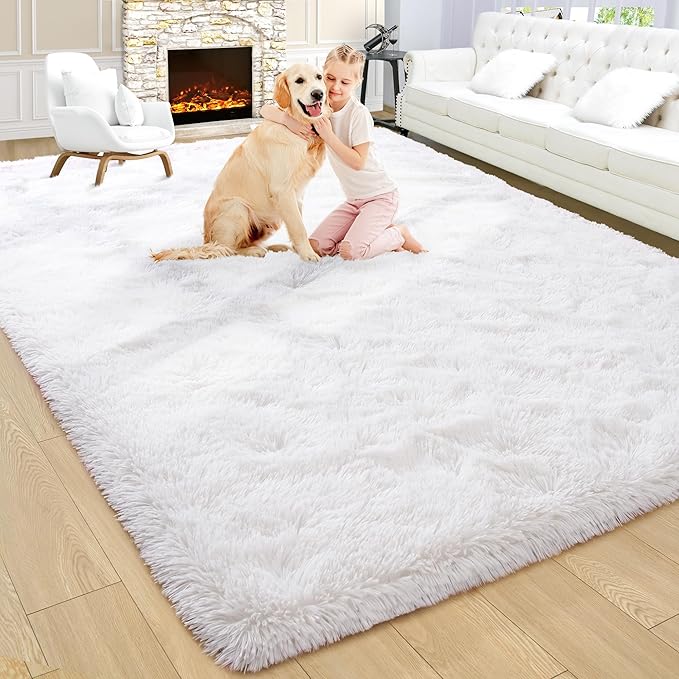 Noahas Large Fluffy Cream White 7x10 Area Rugs for Living Room Bedroom,Thick Shag Throw Rug,Big Soft Shaggy Bedside Non-Slip Plush Dorm Nursery Kids Carpet