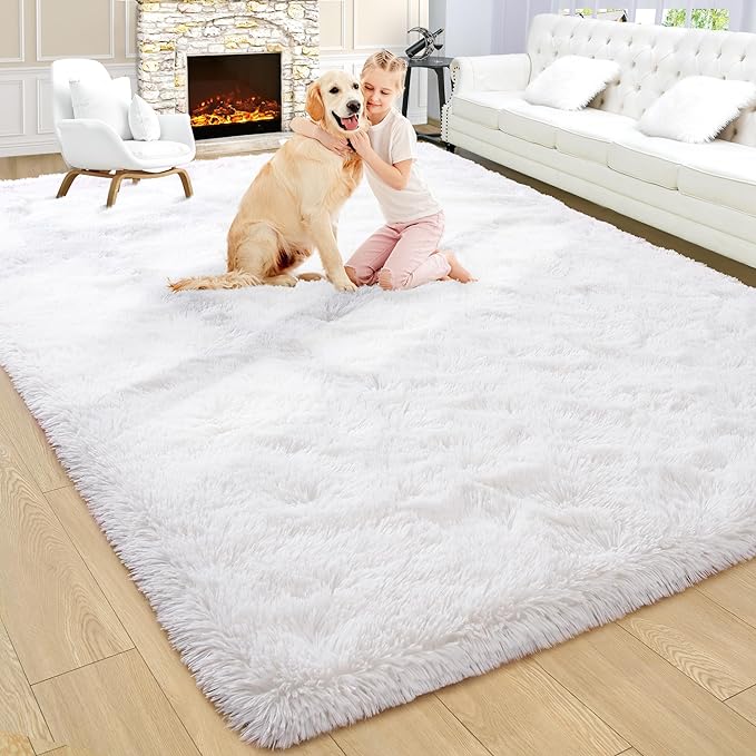 Noahas Large Fluffy Cream White 5x8 Area Rugs for Living Room Bedroom,Thick Shag Throw Rug,Big Soft Shaggy Bedside Non-Slip Plush Dorm Nursery Kids Carpet