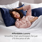 Bedsure Satin Pillowcases, Similar to Silk Pillow Cases Queen Size Set of 2, Pillow Case for Sleeping Women with Envelope Closure, Gifts for Women Men, Navy, 20x30 Inches, 2pcs