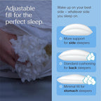 DreamyBlue Moon Pillow • Adjustable Loft, Luxury Cover, Shredded Memory Foam • for Back, Side and Combination Sleepers • Neutral Alignment for All • CertiPUR-US Certified Foam (King)