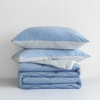 COTTEBED Blue and Grey KING Sized Bed Down Comforters Set, Jersey Knit Milk Cup Dual-Sided Reversible Softness Breathable Lightweight California King Bedding Alternative Quilt & Pillowsham All Seasons