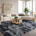 Tie-Dyed Black Rugs for Bedroom 9x12 ft Large - Ultra Soft Faux Fur Area Rug - Plush Non-Slip Shaggy Carpet for Living Room, Cozy Fluffy Rug for Kids Boys Girls Dorm Nursery Room, High Pile Carpet