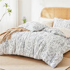 Love's cabin White Twin Size Comforter Set - Twin XL Size Dorm Bedding, 2 Pieces Cute Floral Bedding Comforter Set, Reversible Botanical Flowers Comforter, 1 Comforter & 1 Pillow Sham