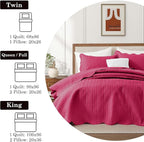 IR Imperial Rooms 8 Pack Quilt King Size Bedding (106" x 96") - Bulk Wholesale for Hotels, Guest Bedroom & Airbnbs - Lightweight Microfiber Reversible Embossed Quilts Bedspread (Pink)