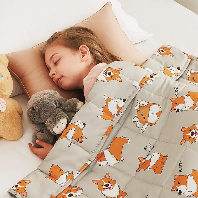 CuteKing Weighted Blanket (5lbs, 36"x 48", CuteDog) Heavy Blanket for 40-60lbs, Weighted Blanket for Cooling & Heating with Premium Glass Beads, Thick Blanket All-Season