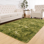 Softlife Area Rug for Living Room, Fluffy Shag Plush 5x8 Green Rugs for Bedroom Girls Kids, Shaggy Soft Fuzzy Tie Dyed Large Carpet for Dorm Bedside Ultra Cozy Non-Slip Indoor Decor