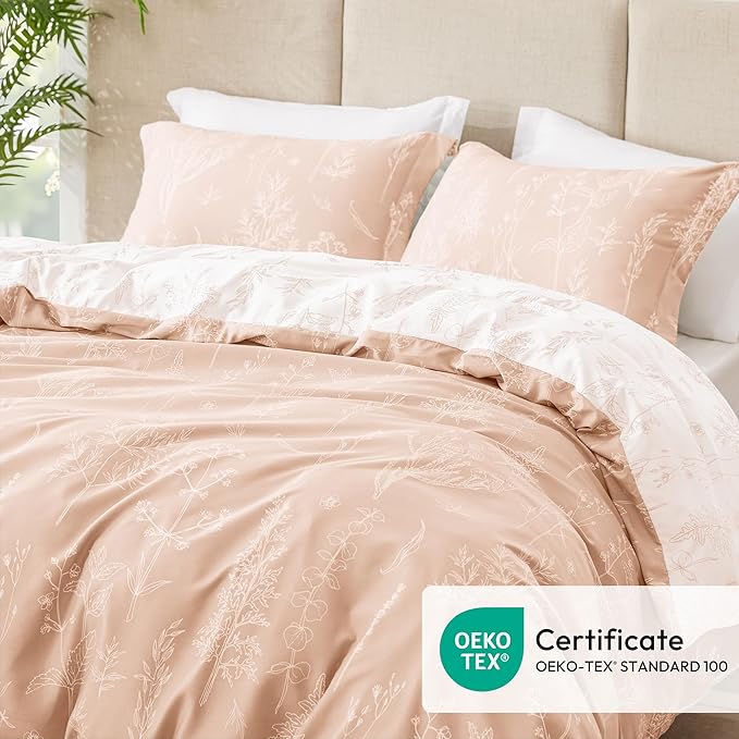 Love's cabin Pink Twin Comforter Set - Twin XL Size Comforter Set Dorm Bedding, 2 Pieces Cute Floral Bedding, Reversible Flowers Comforter, 1 Comforter & 1 Pillow Sham