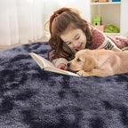 OLANLY Area Rugs for Living Room Bedroom, Machine Washable 2x3 Feet Soft Fluffy Shaggy Bedside Rug, Indoor Floor Carpet for Kids Girls and Boys, Nursery Room, Home Decor Aesthetic, Light Grey Tie-dye