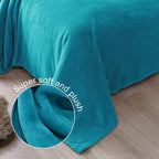 Exclusivo Mezcla Fleece Blankets Queen Size for Bed, Super Soft and Warm, All Season, Cozy, Plush, Lightweight, 90x90 Inches, Teal