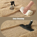 Fluffy Area Rugs for Bedroom Decor Aesthetic, 8x10 Large Beige Shag Rug with Non-Slip Backing for Living Room, Fuzzy Plush Carpet Washable Rug Modern Home Decor for Kids Nursery Boys Room