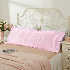 Pink Satin Pillowcases Body Pillow for Hair and Skin,Pink Body Pillow Silk Pillowcase with Envelope Closure Princess Room Decoration