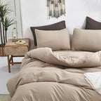 CLOTHKNOW Khaki Queen Comforter Set Cream Coffee Bedding Comforter Sets Soft Taupe Queen Comforter All Season Wheat Tan Comforter Sets Queen