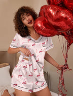 Ekouaer Silk Pajama for Women Short Sleeve Satin Pj Set Two Piece Soft Sleepwear Loungewear, S-XXL