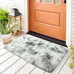 Noahas Door Mat Indoor Entrance,2x3 Shaggy Small Tie-Dyed Grey and White Area Rugs for Entryway,Non-Slip Fluffy Entry Bedroom Rug,Soft Plush Bedside Throw Kids Carpet