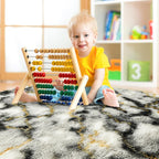 Noahas Fluffy 4x6 Area Rugs for Bedroom Living Room,Thick Shag Grey and Gold Throw Floor Carpet,Soft Shaggy Bedside Non-Slip Plush Dorm Nursery Kids Rug