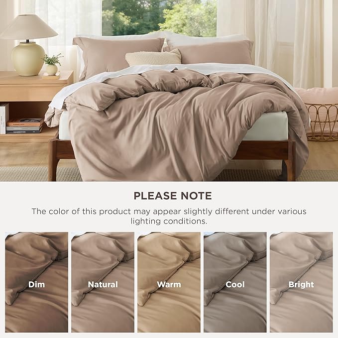 Bedsure Duvet Cover King Size - Soft Double Brushed Bedding Set for Kids & Adults, Zipper Closure, 3 Pieces, Includes 1 Duvet Cover (104"x90") & 2 Pillow Shams, NO Comforter, Light Khaki