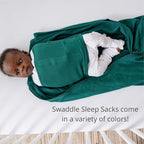 Dreamland Baby Viscose Swaddle Blanket (0-6 Months). 1.0 TOG Ultra Soft Swaddle Blanket w/Built in Band. 97% Viscose, 3% Spandex (White with Grey Stars). Mom-Owned US Business, Premium Materials