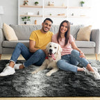 Noahas Large Fluffy 6x9 Area Rugs for Living Room Bedroom,Black and White Thick Shag Throw Rug,Big Soft Shaggy Bedside Non-Slip Plush Dorm Nursery Kids Carpet