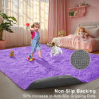 Purple Area Rugs for Girls Bedroom Living Room, 5x8 Fluffy Fuzzy Shaggy Carpet for Kids Playroom Nursery, Thick Soft Plush Mat for Kids Baby Boys Teen Dorm Home Decor Aesthetic