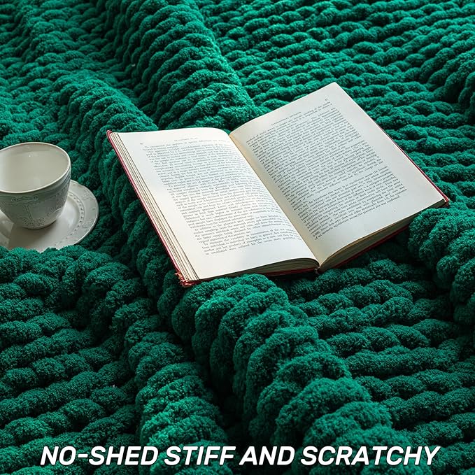 Chunky Knit Blanket - Luxury Soft Cozy 60 * 80 Throw Blanket,100% Woven Blanket Rope Knot Throw Blanket for Couch, Sofa, Home Decor, Gift - Machine Washable (Blackish Green, 60 * 80)