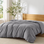 Bedsure Duvet Cover Queen Size - Only Includes 1 Duvet Cover (90"x90"), Hotel Luxury Soft Double Brushed All Season Bedding for Kids & Adults, Zipper Closure, Grey (No Comforter, No Pillow Shams)