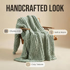 Amélie Home Chunky Knit Throw Blanket for Couch, Soft Chenille Handmade Crochet Throw Rope Knot Blanket for Children, 40"x50", Sage Green
